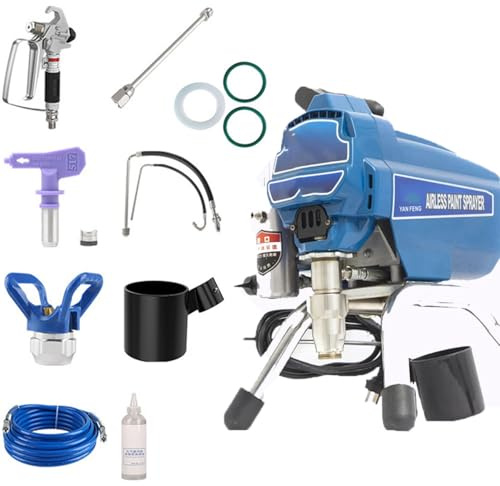 Pulverizador de pintura sin aire 1500 W, 20 MPa para látex, esmalte, barniz, ideal para paredes, cubiertas, vallas y metal con bomba de acero inoxidable