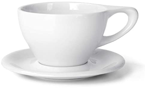 notNeutral Lino Porcelain Cup & Saucer Large Latte 12 oz (White, 12 oz, 2)