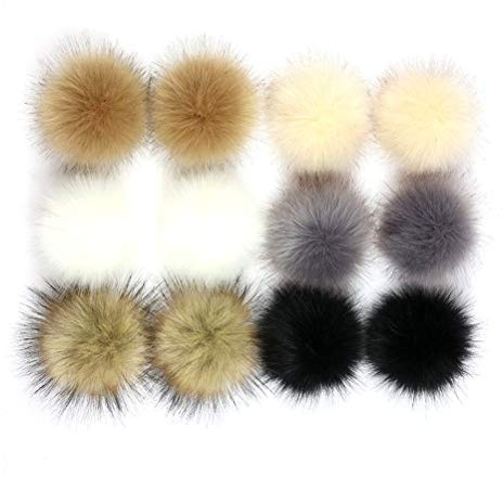 SUPVOX - Palla di pompon di pelliccia di volpe, accessori smontabili per berretto di lana lavorato a maglia, cappello invernale da sci, 10 cm (12 confezione collettiva, 2-10 grammi) 12 pezzi