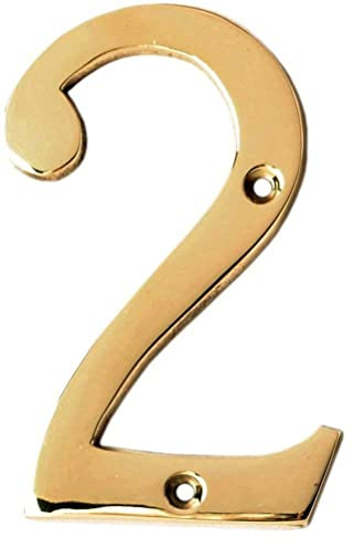 eSplanade Targhetta numerica appiccicosa per porta dell'hotel, in ottone da 10,2 cm, numero numerico 0-9 (2 (due)