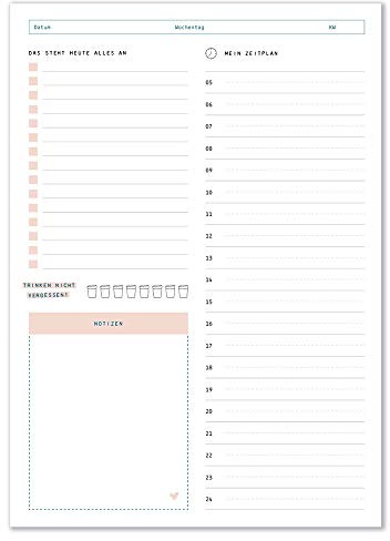 Odernichtoderdoch Notizblock Zeitplan A4 - Zeitplaner in schönem Design für Notizen, mit To-do-Liste - Maße 21 x 29,7 cm, 50 Blatt, Weiß-Rosa