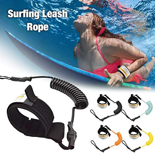 Surfboard Leash - 6 mm & 1.6m surfboard sup leash leine, sicherheitsfuß seil für paddling board, Aufgerollte TPU Paddle Leash mit Fußschlaufe Klettverschluss für Stand up Paddle Board Surfboard