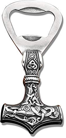 Viking Beer Bottle Opener 316L Stainless Steel Solid Thors Hammer Bottle Opener Portable Mjolnir Bar Beer Corkscrew Gifts for Men/Dad/Son