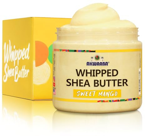 AKWAABA Whipped Shea Butter (Sweet Mango) – Nourishes & Moisturizes | Made with Shea Butter | No Dyes & Parabens | 12 oz / 340 g