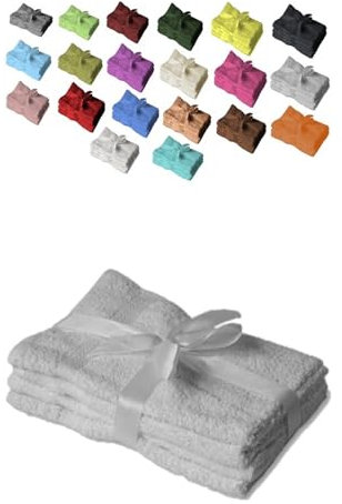 EXKLUSIV HEIMTEXTIL Handtuchserie im Set mit Schleife Marke Gästehandtuch 4er Set 30 x 50 cm Silber