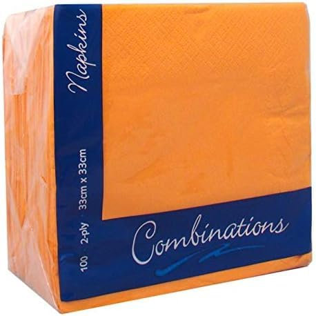ISUPLI Paper Napkin 100 Pack – Premium Orange 2-Ply Disposable Serviettes 33x33cm | Soft, Absorbent Cocktail Napkins Tissue Paper, Sweet Bags
