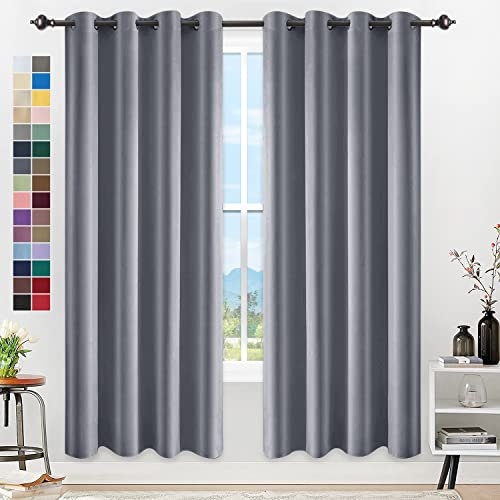 YangAera Gardinen Vorhänge Blickdicht Thermovorhang Kälteschutz Blickdichte Vorhang mit Ösen Gardienen 300X270CM Verdunklungsvorhang für Schlafzimmer Blackout CurtainWohnzimmer-Dunkelgrau