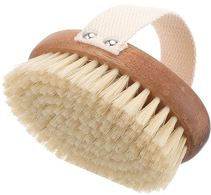 NOLITOY Handhållen Badborste Acacia Trä Oval Massageborste Grisborst Kroppsskrubb Torrborste Badbadborste Badborste För Dusch Duschskrubb Kroppstvättborste Badkar Acaciaträ + Borst