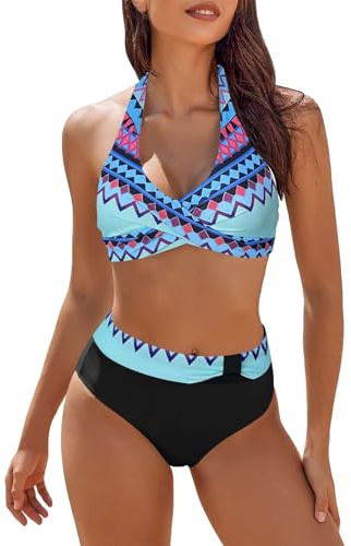 riou Conjuntos de Bikinis para Mujer Push Up Sexy Estampado Floral Conjunto Traje de Baño Bohemio Dividido BañAdores Reductores Bra Tops Ropa de Baño Verano Viajes Playa Vikinis