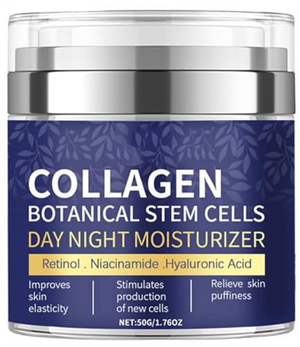Collagen Face Moisturizer with Airless Pump - Collagen Botanical Stem Cells Cream for Skin with Retinol, Niacinamide, Hyaluronic Acid - Anti-Aging Day & Night Cream, 1.8 OZ