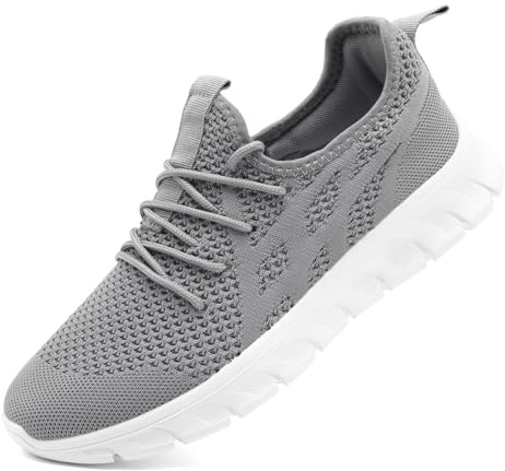 LANGFEUU Zapatillas de Deporte para Hombre Zapatillas de Deporte Tenis Zapatos Deportivos Zapatos Deportivos Zapatos para Correr en la Calle Zapatos Caminar para Correr Gris Claro EU 40