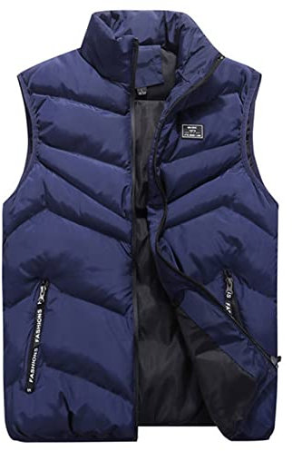 KONG JIMFAN Black-Friday Steppweste Herren 2024 Winter Thermo Herren Weste Stehkragen Anglerweste Outdoor Jacke Übergangsweste Taschen Ärmellose Jacke Daunenjacken(Blau,L)