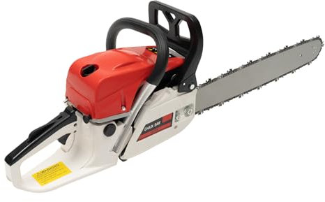 Motosierra de gasolina de 52 cc, sierra eléctrica para madera, juego de motosierra de 20 pulgadas, velocidad de rotación: 7500 rpm, desbrozadora gasolina, mango ergonómico con bolsa de herramientas