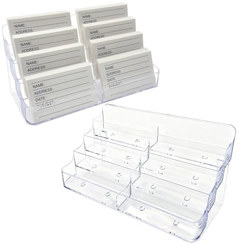 Toowood 2 Stück Visitenkartenhalter, 8-Fach Klare Desktop-Station & Organizer für vertikale Präsentation, Eleganter Namenskartenhalter für Büro-Schreibtisch oder Zuhause