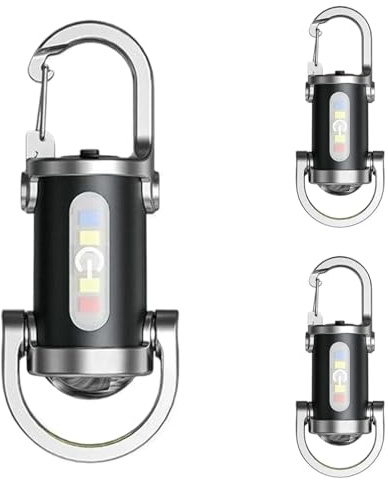 3 Pièces Lampe Torche Porte Clés étanche,Lampe de Poche LED Rechargeable,Pour Randonnée,Travail Nuit et Activités Extérieures