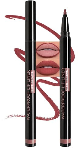 Jutqut Wasserfest Lipliner Lip Stain Marker Matte, Nude Brown Langanhaltender Lip Liner, Hochpigmentiert und Seidige Not-Stick Cup Lippenkonturenstift, Natürlicher Smooth Lippenstift (03 Nude Brown)