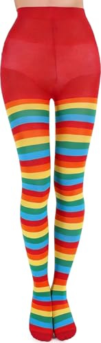 MESU Collant Rayé Longueur Complète Opaque Collant pour Costume de Cosplay de Fête