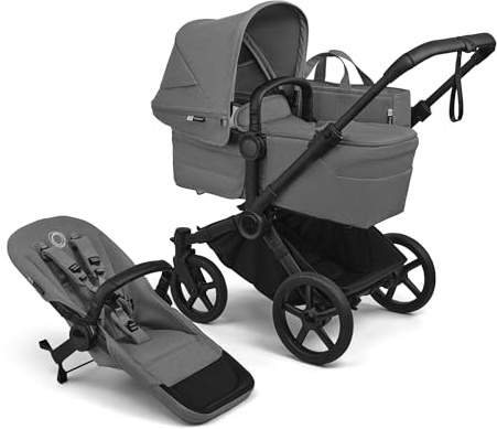 Bugaboo Donkey 6 Singolo, Passeggino Convertibile in Doppio e Gemellare per Neonati e Bambini Piccoli, Doppio Spazio e cesta portaoggetti Laterale, Facile da Manovrare con Sterzo a Una Mano, Moon Grey