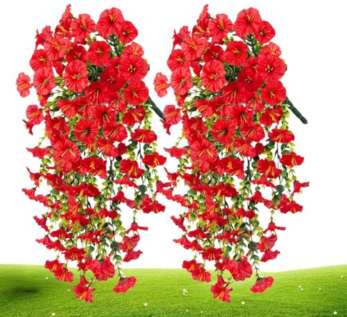Artificiella petunia blommor för utomhusbruk 2 Stycken Träds Falska Blommor | Ser ut riktiga petunior För Uteplats TrädBakInomhus Balkong Bröllop