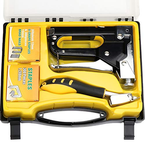 WiMas Heavy Duty Staple Gun Kit, 3-in-1 Tacker Gun Set with Staple Remover and 900 Staples