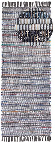 carpetfine Flachgewebeteppich Kelim Chindi Läufer Grau 75x240 cm | Moderner Teppich für Wohn- und Schlafzimmer