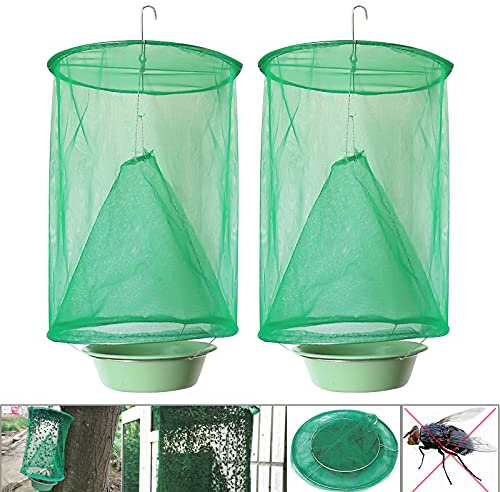 Yisscen Ranch Fly Trappola, 2 Pezzi Trappola per Mosca del Ranch con Vassoio Trappola per Insetti Pieghevole, Trappole per Mosche da Appendere Riutilizzabile per Giardino, Ranch, parchi, ristoranti
