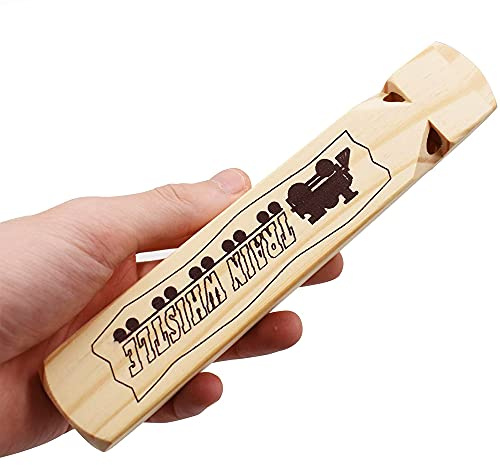 MYUBWTF Solid Wood Train Whistle 4 Tones, Noisemaker Toys and Conductor Whistle for Birthday Party Carnival Prize Game Cheering Prop or Educational (1PCS)