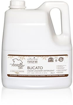 Officina Naturae | Detersivo Ecologico Liquido Concentrato per Bucato, in Lavatrice o a Mano, Flacone in Bioplastica 4L