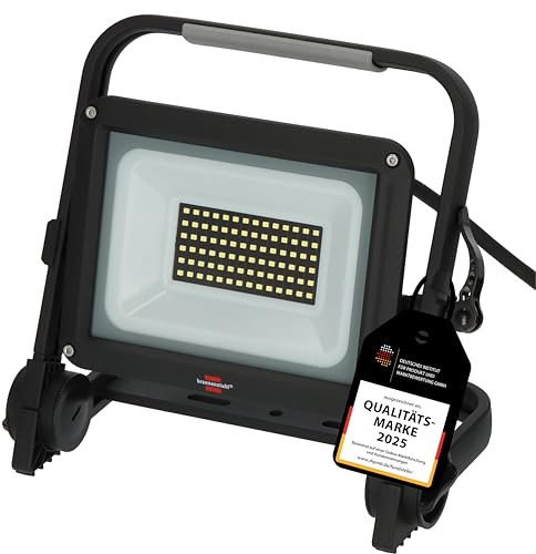 Brennenstuhl Mobil LED Strålkastare JARO 7060 M - Arbetsbelysning 50W för Utomhusbruk (Bygglampa Med 5m Kabel, 5800lm Av Aluminium, Dimbar, IP65)