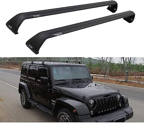 RAKTDA 2 Pièces Voiture Barres de Toit pour Jeep Wrangler jk JL 2007-2021, Voiture Barres transversales pour Porte-Bagages Porte-vélos Panier de fret Toit boîte à Bagage