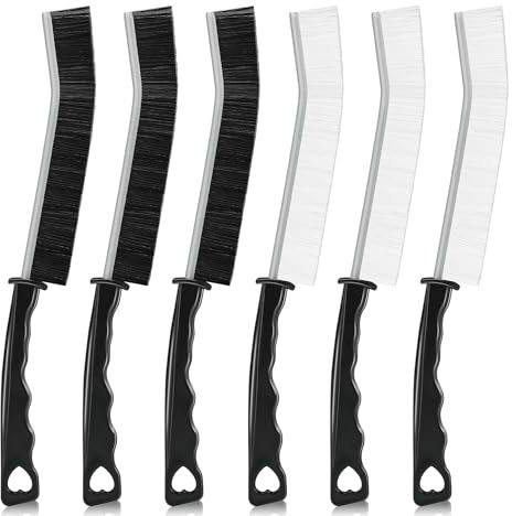 Spaltreinigungsbürste,6 Stücke Fugenbürste Hartborsten-Eckenreinigungsbürste,Schmalen Reinigungsbürste,Aluminiumkopf Fugenreinigungsbürste für Tiefenreinigung von Fenstern, Badezimmern, Küchenspülen
