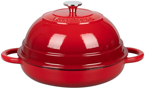 VORRINGARD Cast Iron Enameled Dutch Oven Pot with Lid for Bread Baking, Bread Oven, 6 Quart, Red