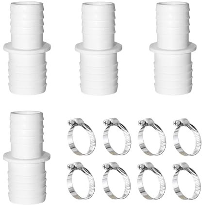 DHWEKU 4Pcs Adattatore Tubo Flessibile, Tubo da Piscina Doppio Manicotto, Raccordo Tubo Ø 38 mm per Piscina, 8 Fascette Universali in Acciaio Inox, per Tubo Raccordo per Tubo da Giardino.