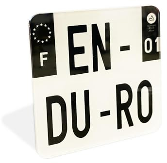 1 Plaque Moto Enduro - 10x10 cm - Plaque Fantaisie Enduro - résistance aux chocs, aux intempéries et anti UV - livrée avec rivets - Plaque immatriculation décorative