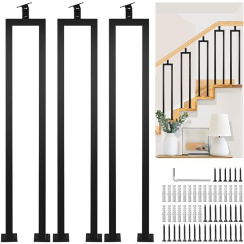 Lot de 3 rampes d'escalier en forme de U de 91 cm avec support supérieur réglable pour escaliers intérieurs, rampes d'escalier, garde-corps de véranda et escaliers extérieurs de LukLoy
