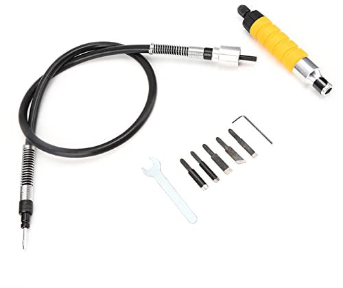 Elektrische Holzbearbeitungsschnitzholzholz -Schnitzwerkzeug, Holzbearbeitungsmeißel Holzmeißel Carving -Werkzeug Set Gelber Griff Mühelos mit Schraubenzweigwerkzeug Set