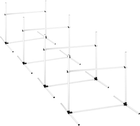 XMTECH 4-TLG. Hundar agility Set träning hundsport, justerbar höjd, inklusive väska, PVC hundträningsset, vit