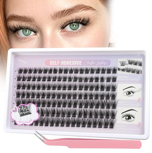 Glowing Win Pre Glued Cluster Lashes 133Pcs Self Adhesive Eyelashes 10-16mm