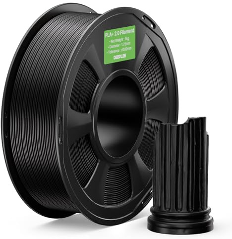 DEEPLEE PLA+ 2.0 Filament 1.75mm, Stärkere Zähigkeit 3D Drucker Filament, Schwarz 1KG, Upgrade PLA Plus 3D Printer Filament, High Speed PLA+ Filament für die meisten FDM 3D Drucker