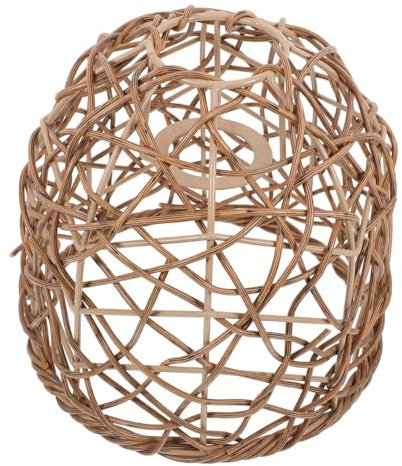 NUOBESTY Paralume intrecciato infisso paralume in rattan cesto lampade sospeso camera sfumature lampada a sospensione in vimini paralume piccolo ferro da stiro Light Brown