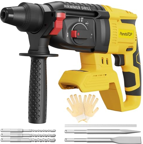 SDS Plus Cordless Rotary Drill for Dewalt Battery 20 V Max, 20 V Brushless Hammer Drill for Concrete, Masonry, Wood/Metal, Rotary Machine, 4 Functions, 5 Drills