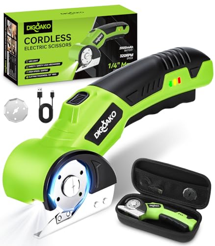 Cardboard Cutter - Rechargeable Cordless Electric Scissors, 4V Duty Electric Box Cutter for Cardboard, Safety Lock & LED Light, Powerful Cutting for Carton Carpet Plastic Fabric Leather