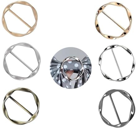 Kewucn Lot de 6 boucles de ceinture en métal pour femme, clip t-shirt, boucle, écharpe en soie, nœud d'ourlet, pince à cravate, boucles et fermoirs pour filles