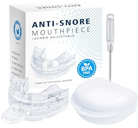 Férula antirronquidos transparente, ajustable, con ajuste de tornillo, férula bucal para la noche, cómoda férula para dormir con caja de almacenamiento, para hombres y mujeres