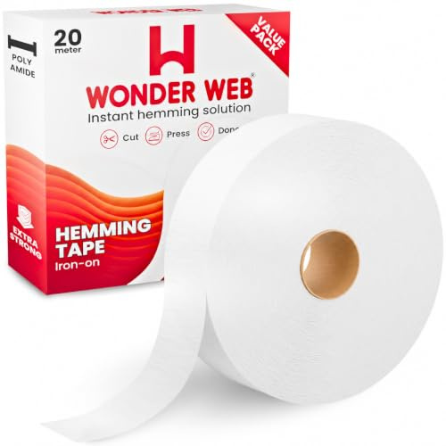 WONDER WEB Hemming Tape 20 Meter – Premium Iron On Hemming Tape for Trousers, Sewing & Fabric – Extra Strong Wonderweb Hem Adhesive Tape for Quick, No-Sew Fixes – Instant Hemming Solution