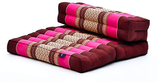 Leewadee asiento de meditación – Almohadilla plegable para hacer yoga, cojín para el suelo de kapok sin tratar hecho a mano, 50 x 70 cm, Castaño Rosado