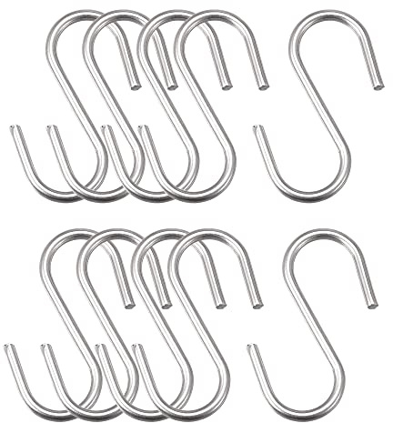 uxcell S Hooks 1.18 Long Stainless Steel Hanger for Hanging Objects in Kitchen, Garden, Bathroom, Garage 16Pcs