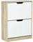 HOMCOM Armario de Zapatos Zapatero de Madera con 2 Puertas Abatibles 4 Estantes de Almacenaje Capacidad de 8 Pares para Entrada Pasillo Dormitorio 62,5x26x81 cm Blanco y Natural