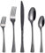CISAY Besteck Set für 6 Personen,30 Teilig Fischschuppen-Stil Edelstahl Essbesteck Set,Besteck inkl.Messer/Gabel/Löffel,Spiegelpoliert, Spülmaschinenfest (Schwarz)