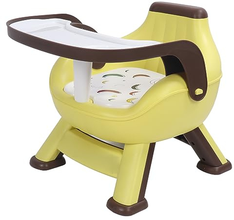 Trona Convertible 7 en 1 para Bebés y Niños Pequeños, Diseño Multifuncional con Bandeja de Doble Capa, Respaldo para Protección de la Columna Vertebral, Cojín de Sonido, Fuerte